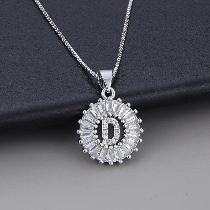 Colar de Zirconia com Letra Inicial em Ouro Branco