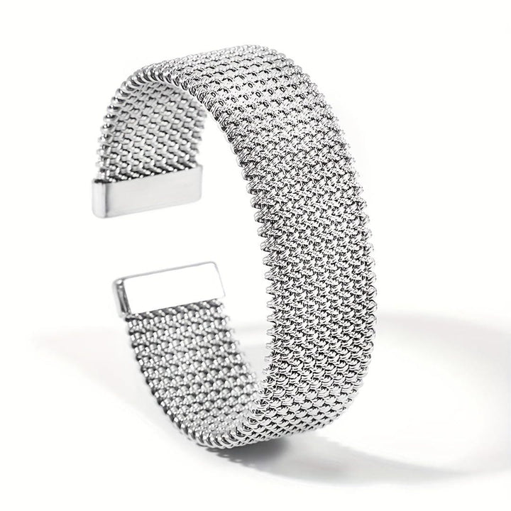 Pulseira Clássica Abertura em Malha Trançada Vintage