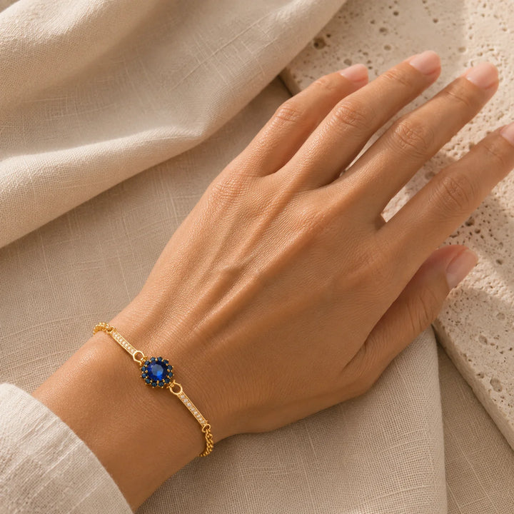 Pulseira Prestigiosa de Zircón Azul