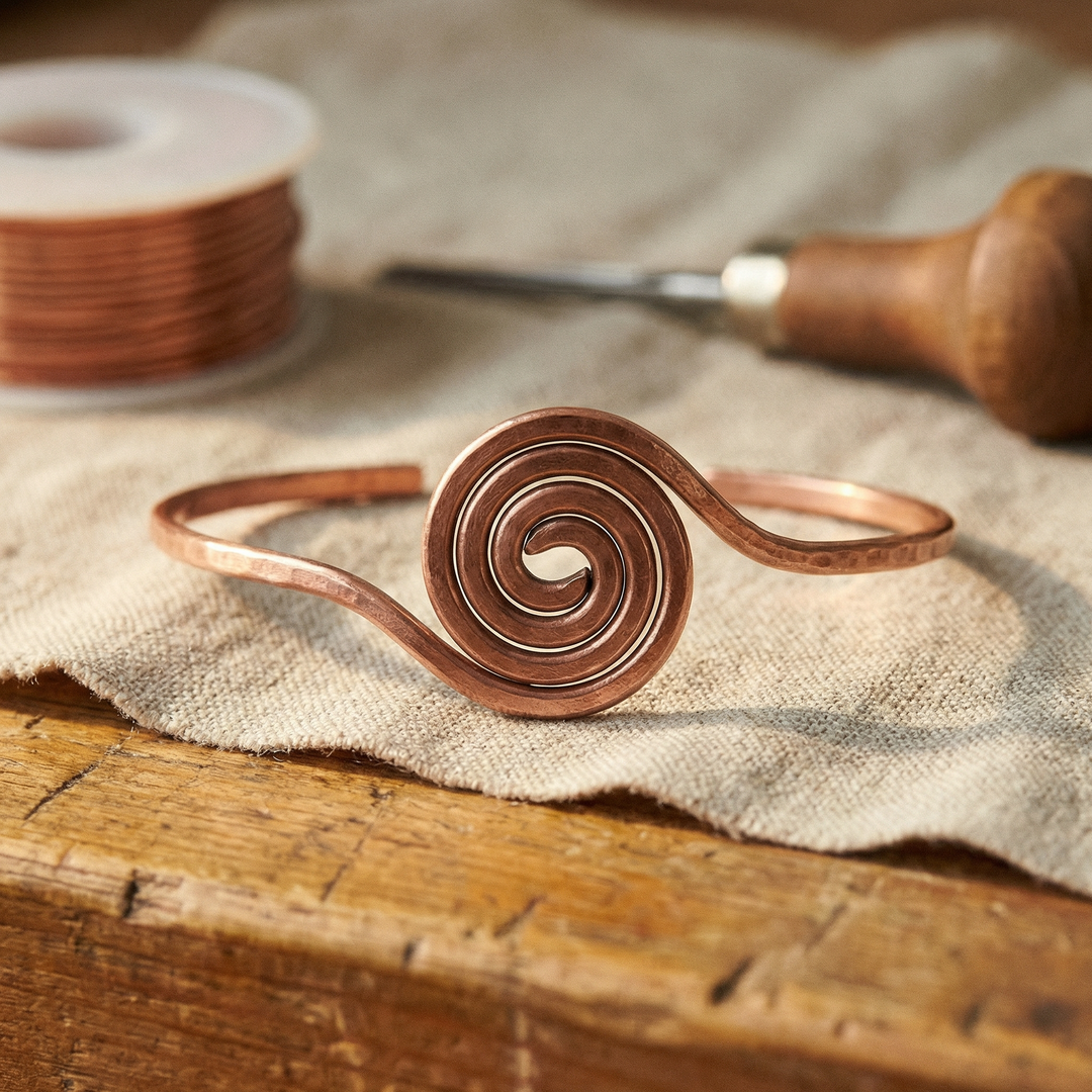 Pulseira de Cobre em Espiral