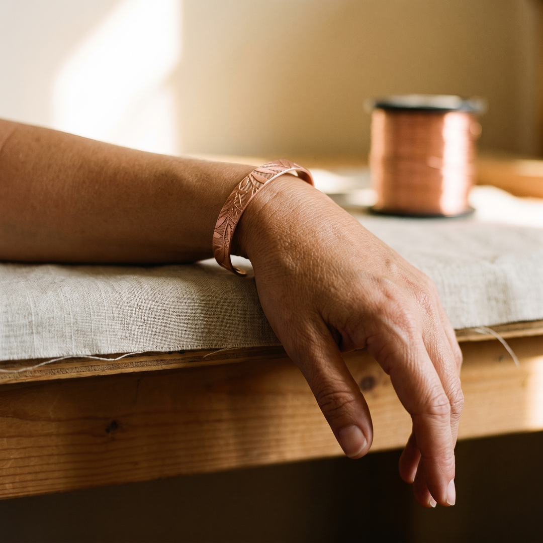 Pulseira de Cobre com Folha