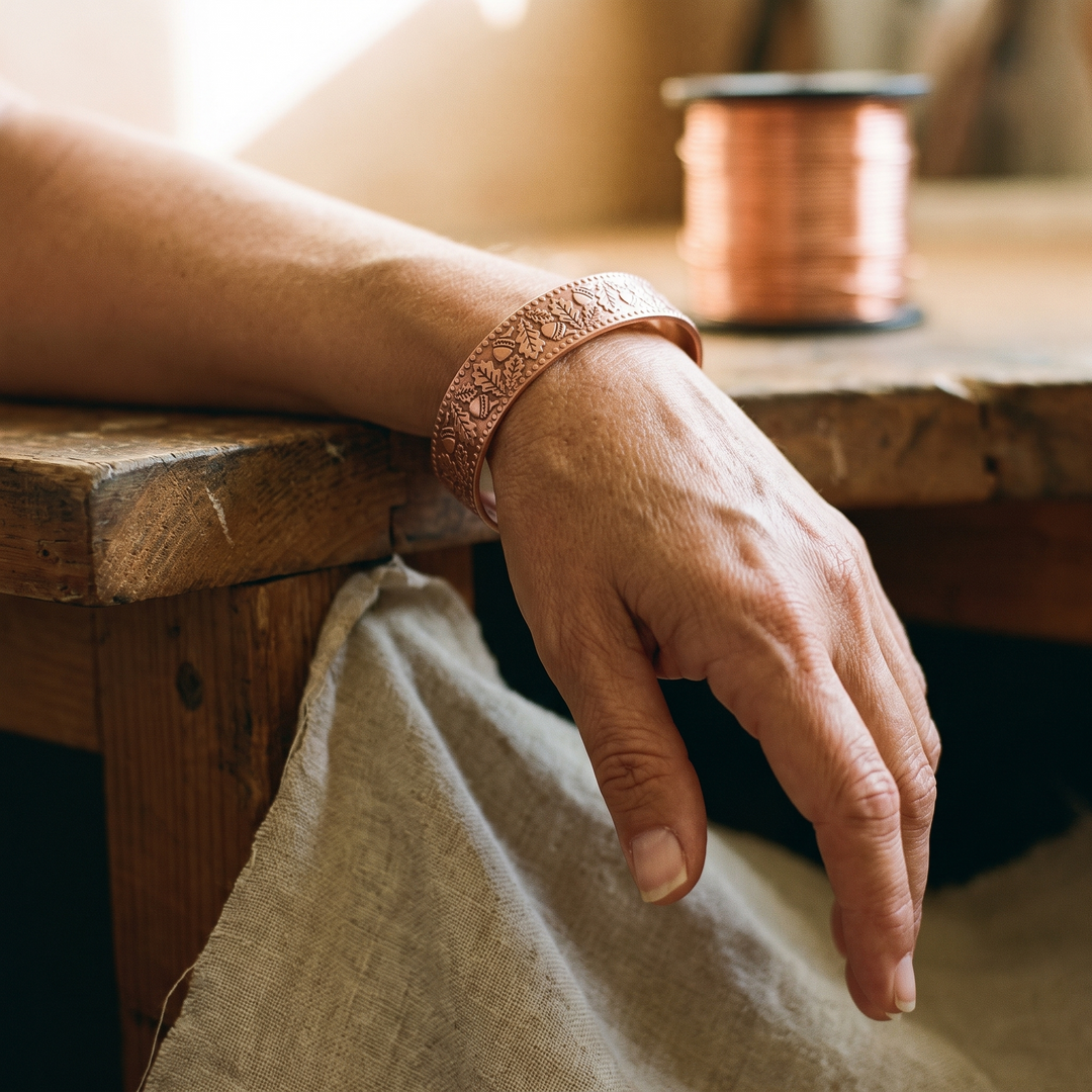 Pulseira de Cobre em Madeira