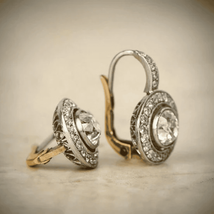 Brincos Vintage em Ouro e Prata com Cristais