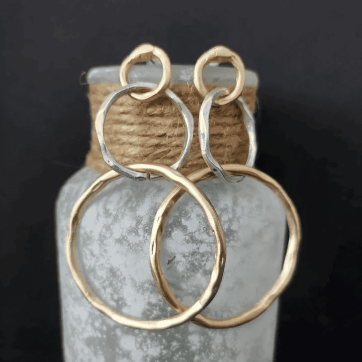 Brincos de Argola Vintage em Ouro e Prata