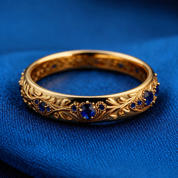 Anel Folha com Zircônia Azul