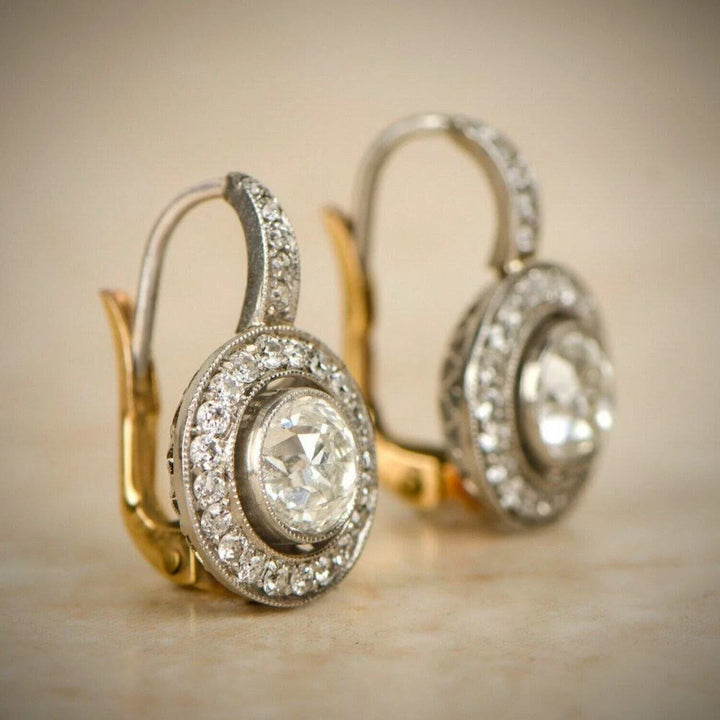 Brincos Vintage em Ouro e Prata com Cristais